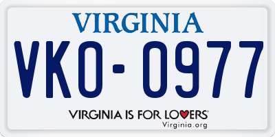 VA license plate VKO0977