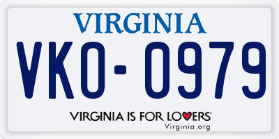 VA license plate VKO0979