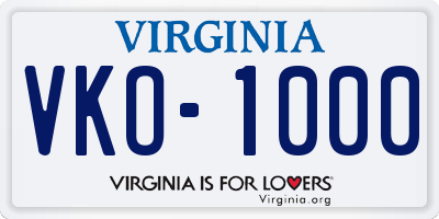 VA license plate VKO1000
