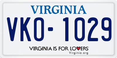 VA license plate VKO1029