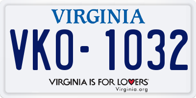 VA license plate VKO1032