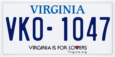 VA license plate VKO1047