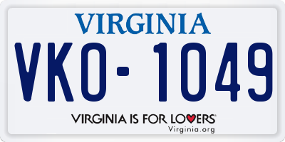 VA license plate VKO1049