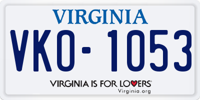VA license plate VKO1053