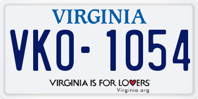 VA license plate VKO1054