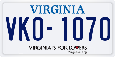 VA license plate VKO1070