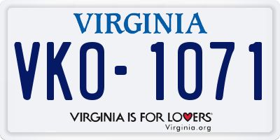 VA license plate VKO1071
