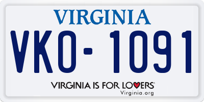 VA license plate VKO1091