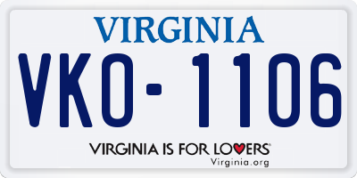 VA license plate VKO1106