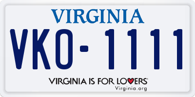 VA license plate VKO1111