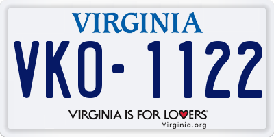 VA license plate VKO1122