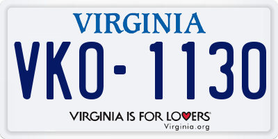 VA license plate VKO1130