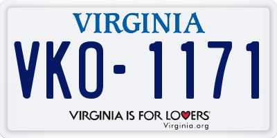 VA license plate VKO1171