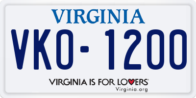 VA license plate VKO1200