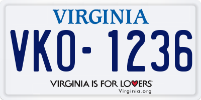 VA license plate VKO1236