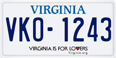 VA license plate VKO1243