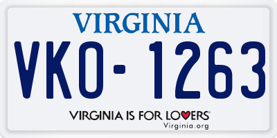 VA license plate VKO1263