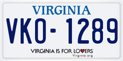 VA license plate VKO1289