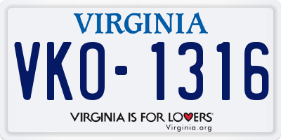 VA license plate VKO1316