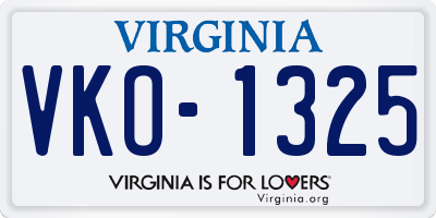 VA license plate VKO1325