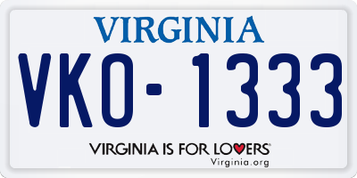 VA license plate VKO1333