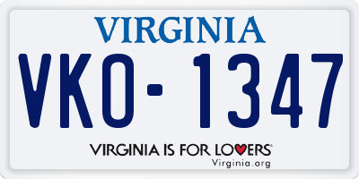 VA license plate VKO1347