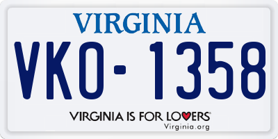 VA license plate VKO1358