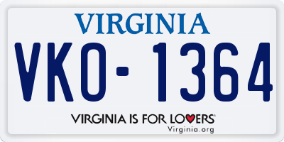VA license plate VKO1364