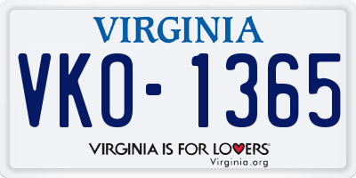VA license plate VKO1365