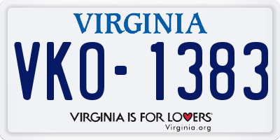 VA license plate VKO1383