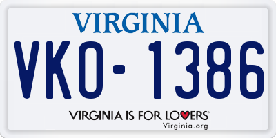 VA license plate VKO1386