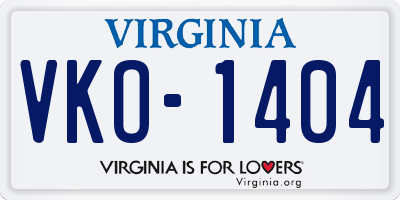 VA license plate VKO1404