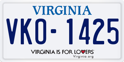 VA license plate VKO1425