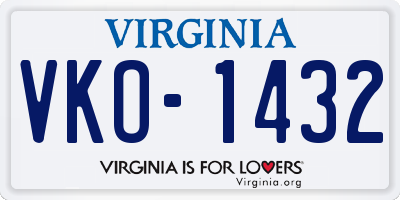 VA license plate VKO1432