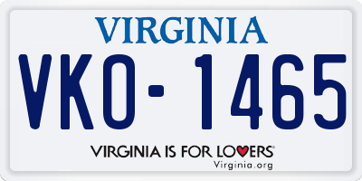 VA license plate VKO1465