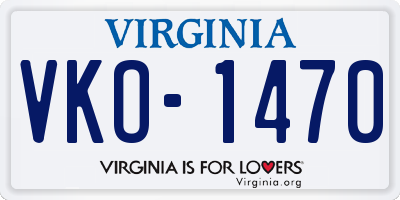 VA license plate VKO1470