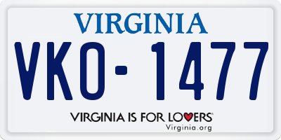 VA license plate VKO1477
