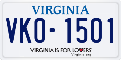 VA license plate VKO1501
