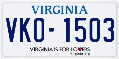 VA license plate VKO1503