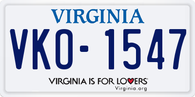 VA license plate VKO1547