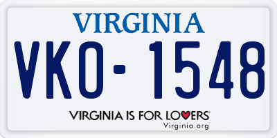 VA license plate VKO1548