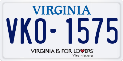 VA license plate VKO1575