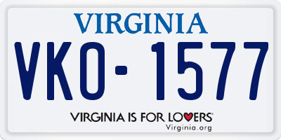 VA license plate VKO1577