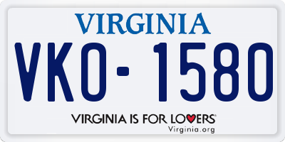 VA license plate VKO1580