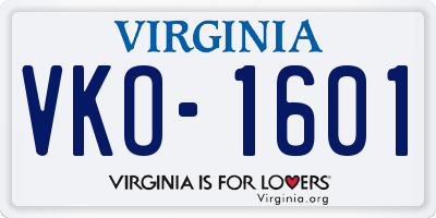 VA license plate VKO1601