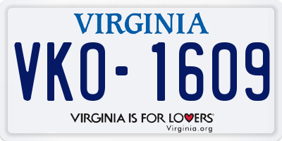 VA license plate VKO1609