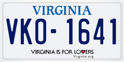 VA license plate VKO1641