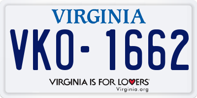 VA license plate VKO1662
