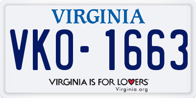 VA license plate VKO1663