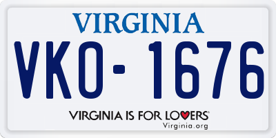 VA license plate VKO1676